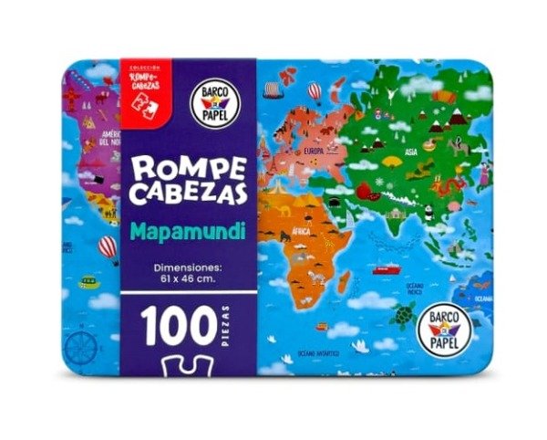 Producto - ROMPECABEZAS en lata: Mapamundi 100pz - 0