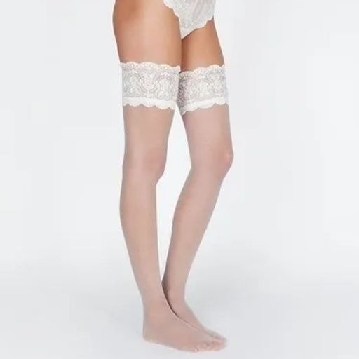 Producto - MEDIAS BUCANERAS PASIONEL CON PUNTILLA SILICONADA BLANCA