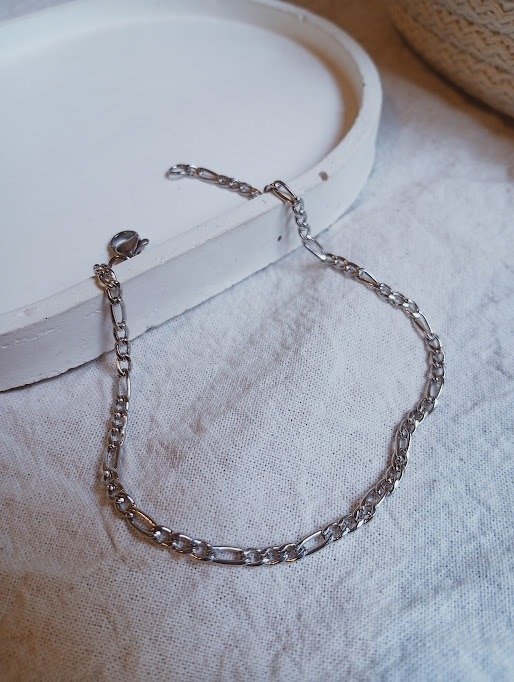 Producto - Pulsera / tobillera figaro fina - Acero quirúrgico