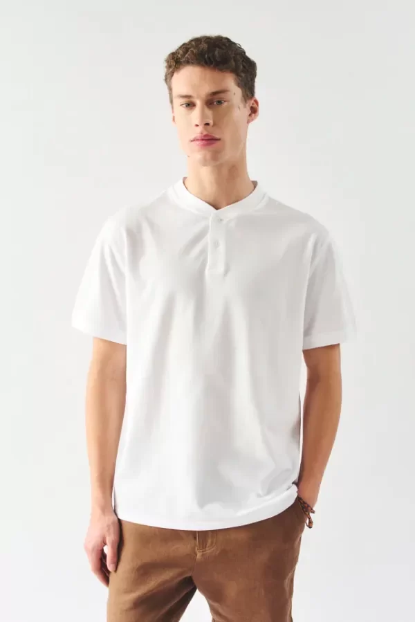 Producto - Remera Henley Liquid Pique Blanco Bensimon