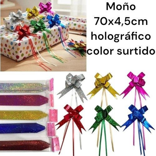 Producto - Moño para regalos holografico70x4,5 cm varios colores