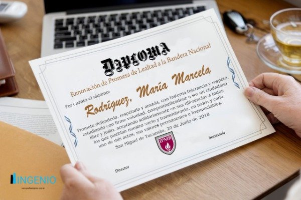 Producto - Diploma Promesa Bandera Personalizado Plastificado A4