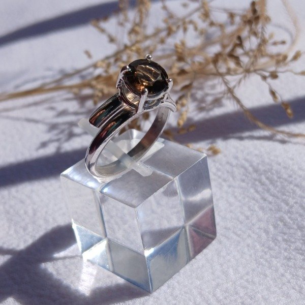 Producto - Anillo Plata 925 Cuarzo Ahumado Ajustable - 5