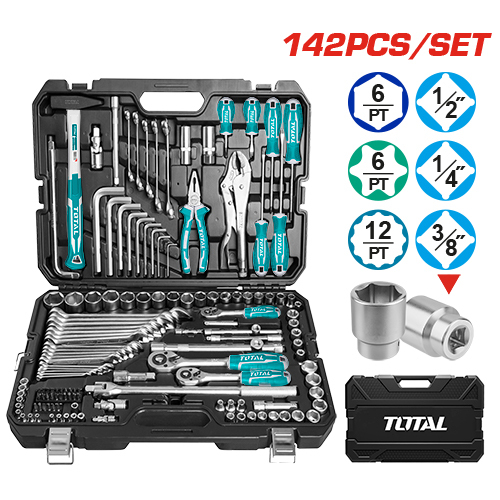 Producto - MALETÍN CON JUEGO DE HERRAMIENTAS (142 PZS)- INDUSTRIAL - TOTAL