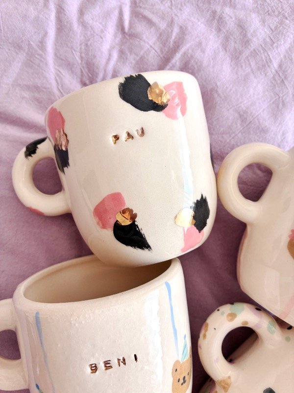 Producto - Set de 6 tazas con nombre y oro
