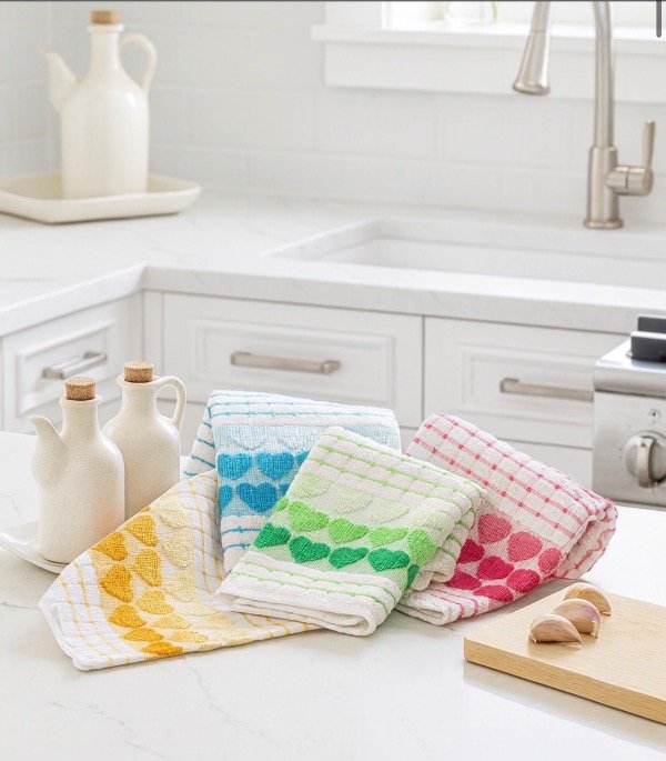 Producto - Set x 3 repasadores económicos corazones 40x60cm  colores surtidos