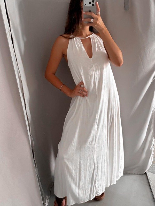 Producto - Vestido largo  lino rayon  con frunce