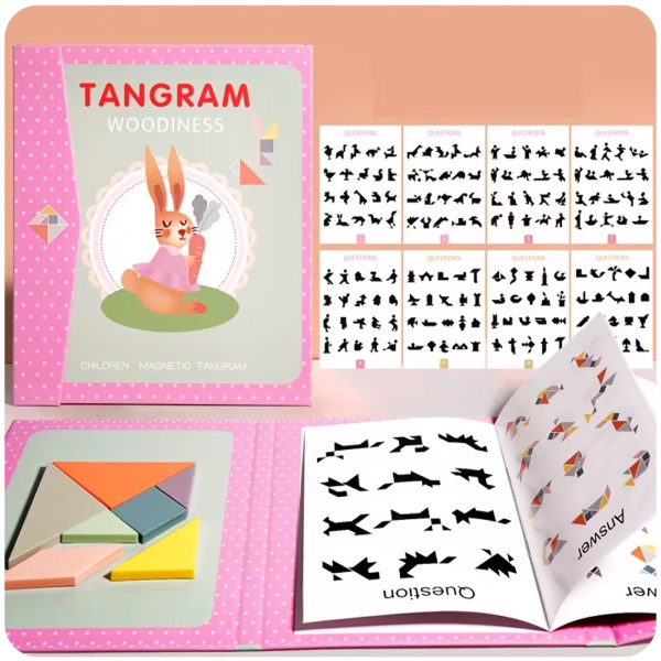 Producto - Tangram Magnético de Madera - Color Rosa