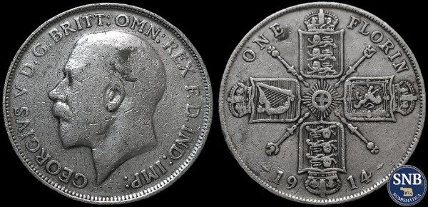 Producto - Reino Unido - 1 Florín (1914) Plata KM #817 - Casa de Sajonia-Coburgo-Gotha
