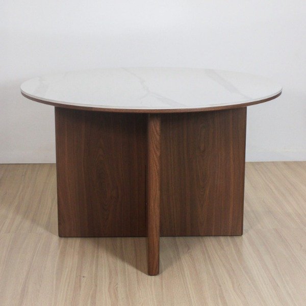 Producto - MESA CIRCULAR MADERA TAPA NEOLITH 120CM PIEDRA SINTERIZADA - 0