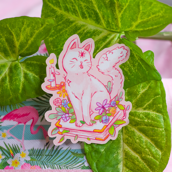 Producto - Sticker gato magico (rosa o gris)