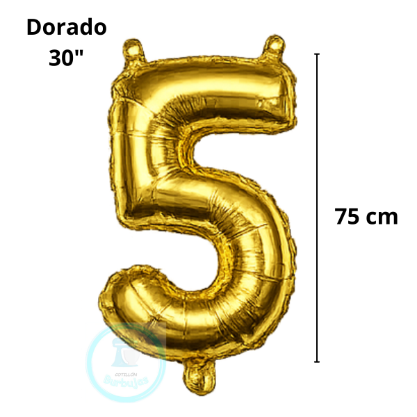 Producto - Globo N. 5 Metalizado 30" (75 cm) DORADO x1