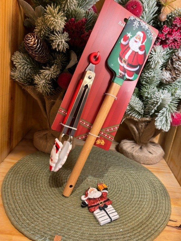 Producto - Espatula Silicona Papa Noel y Pinza Punta Silicona Papa Noel