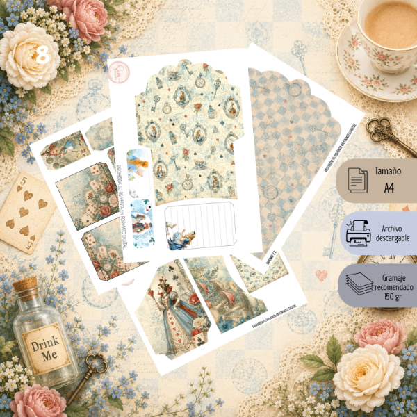 Producto - Archivo Imprimible: Folio Alicia en el Pais de las maravillas - 2