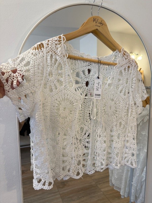 Producto - Saco Emma crochet blanco - 1