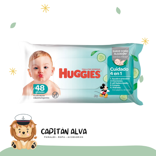 Producto - Toallitas húmedas Huggies Cuidado 4 en 1 - 48 unidades