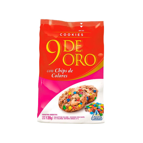 Producto - Cookies con chips de colores 120gr. - 9 de Oro