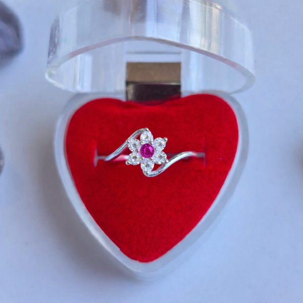 Producto - Anillo italiano flor cubic centro fucsia