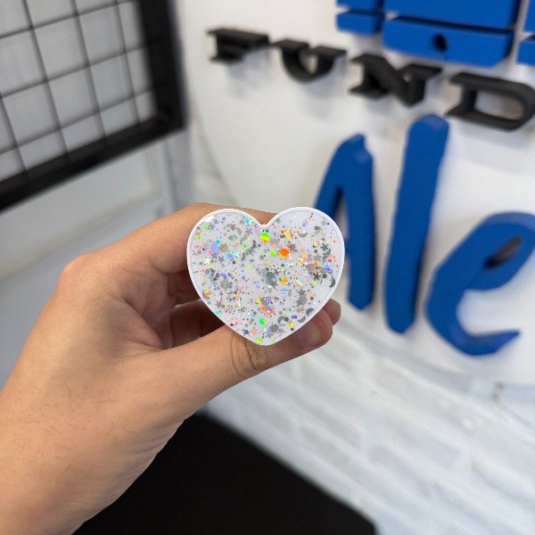 Producto - Pop Socket Corazón con Brillos blanco