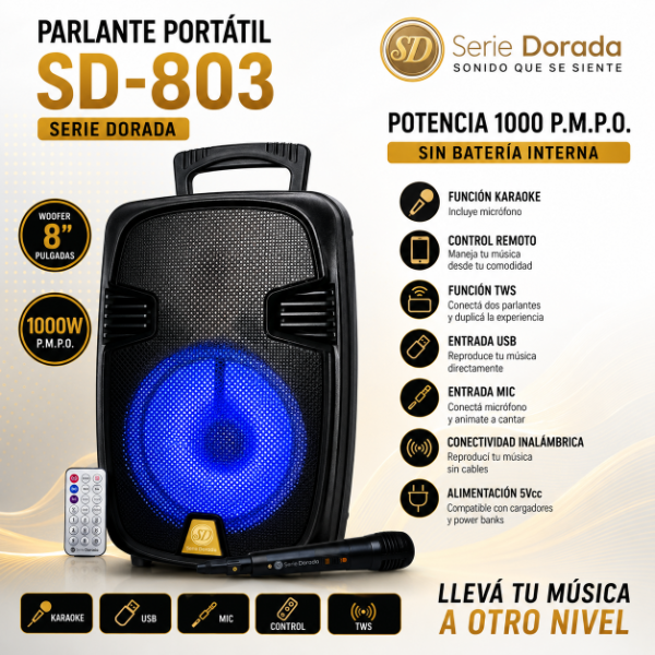 Producto - PARLANTE SISTEMA DE AUDIO MULTIMEDIA SD-803 8"