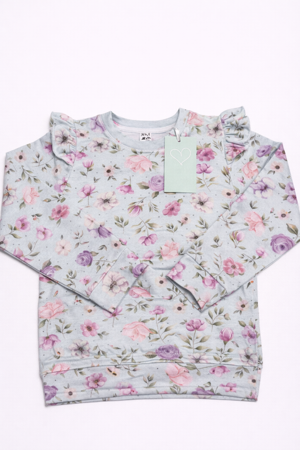 Producto - Buzo frisa elastizada celeste flores