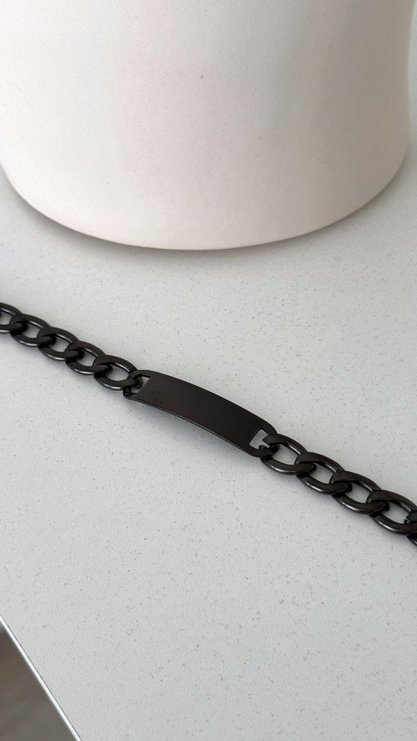 Producto - Pulsera cuba chapita negro unisex ACERO Q