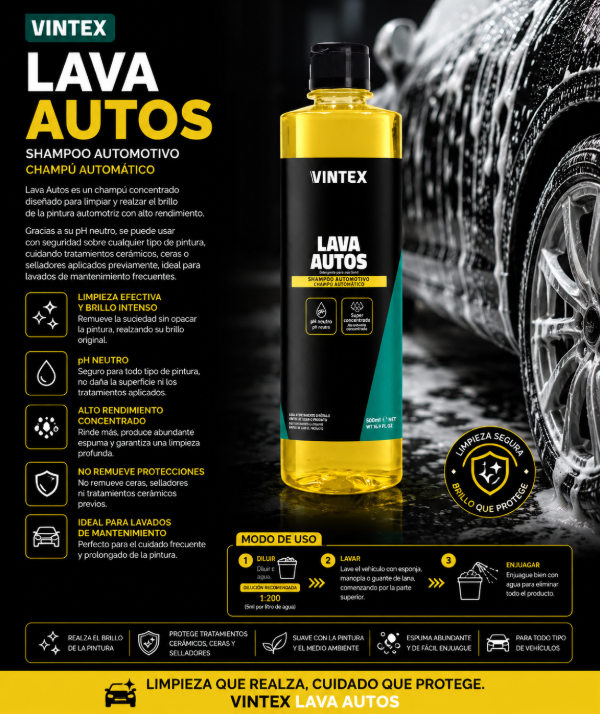 Producto - Vintex Lava Autos 500ml Shampoo pH Neutro Alto Rendimiento