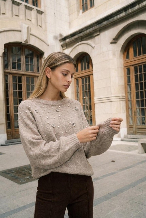 Producto - Sweater Málaga importado Natural, Beige, Gris y Negro
