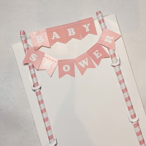 Producto - Banderin para torta BABY SHOWER rosa y blanco