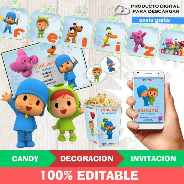 Producto - Kit Imprimible Pocoyo y Nina Editable