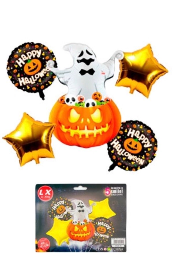 Producto - SET 5 GLOBOS METALIZADOS HALLOWEEN FANTASMA Y CALABAZA