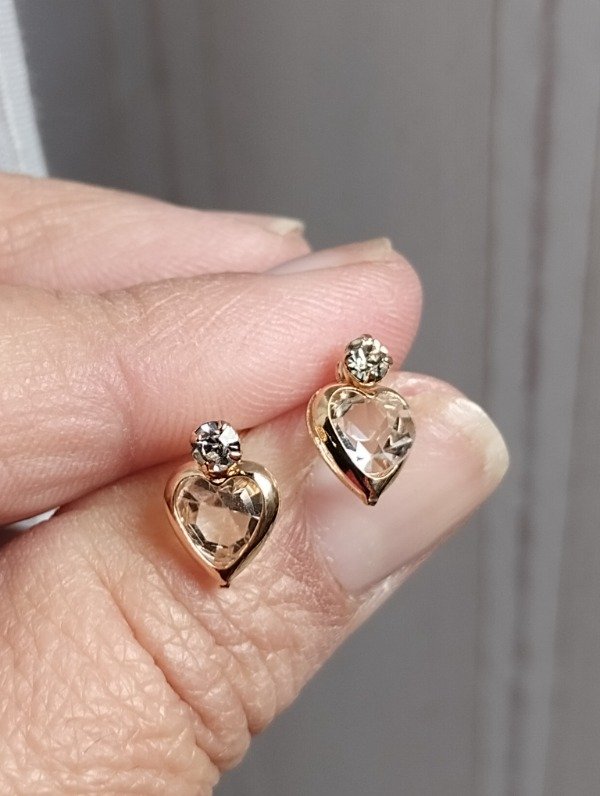 Producto - (62042) Aro Corazón Cristal - Enchapado en oro 18 k