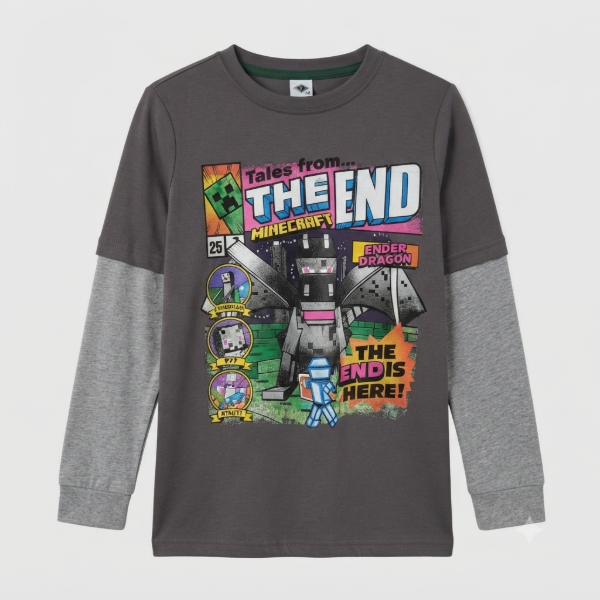 Remera manga larga infantil The End Minecraft
