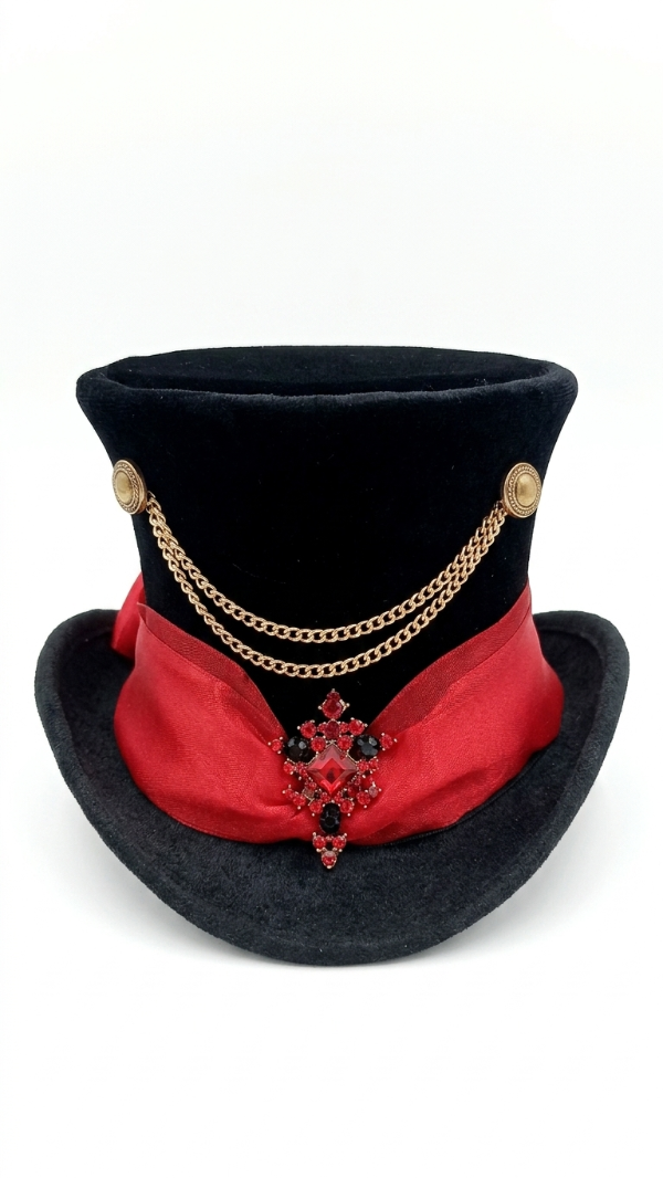 Producto - Mini galera gótica cirquense negra y rojo 25 cm - 0