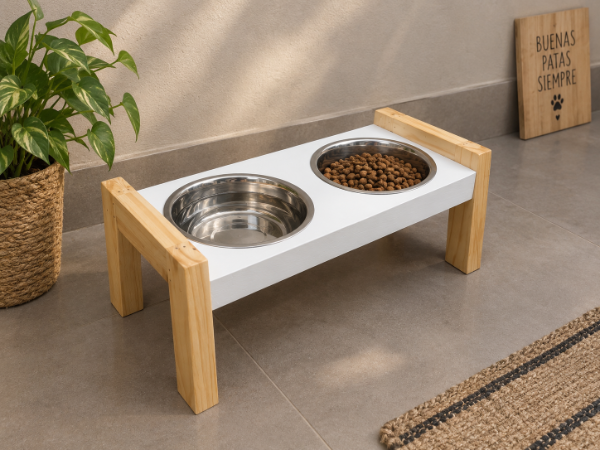 Producto - Comedero elevado 52x22cm 18cm alto Incluye 2 bowls de acero inox (POR ENCARGUE) - 1