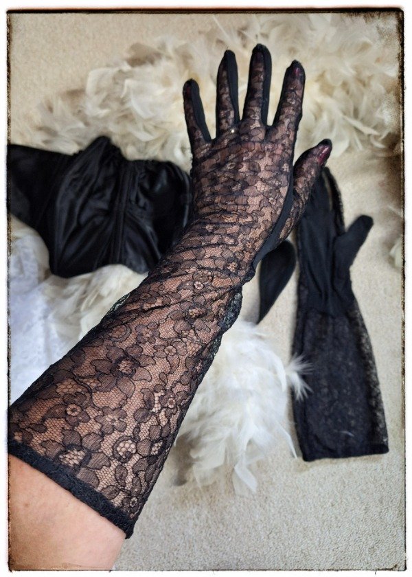 Producto - Guantes Largos de Encaje Negro