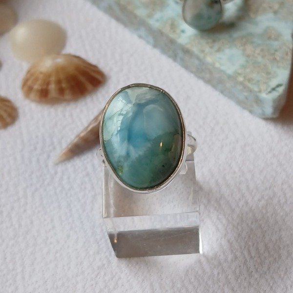 Producto - Anillo Plata 925 con larimar - Talle 18