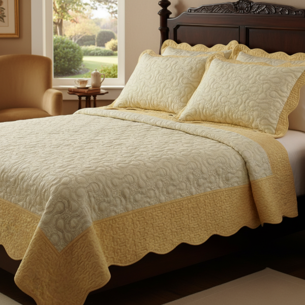 Producto - Cover Cubrecama Patchwork 1 1/2 Plaza "Natural/Beige"