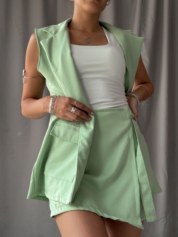 Producto - Chaleco larg. Sastrero FIONA- Verde