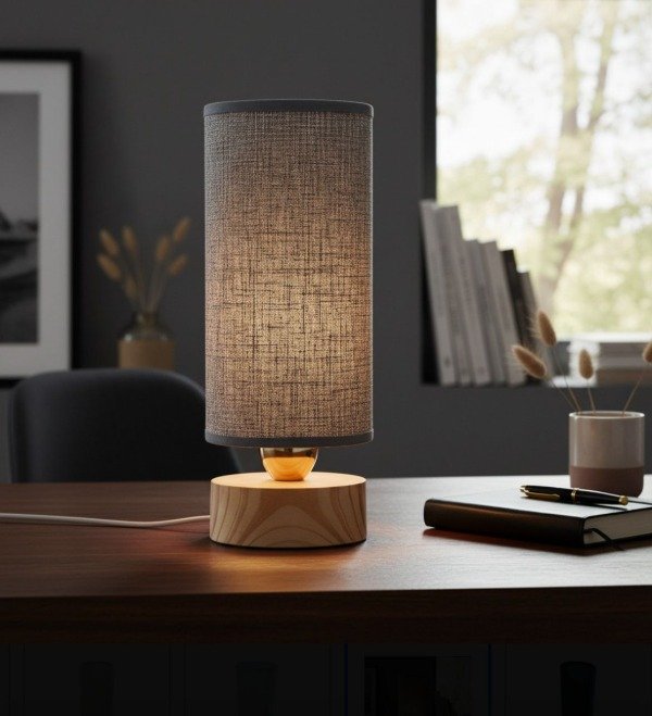 Producto - Velador Madera Cilindro Estilo Nordico