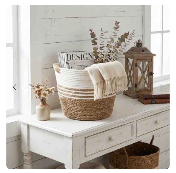 Producto - Cesto seagrass cotton blanco 31x25cm