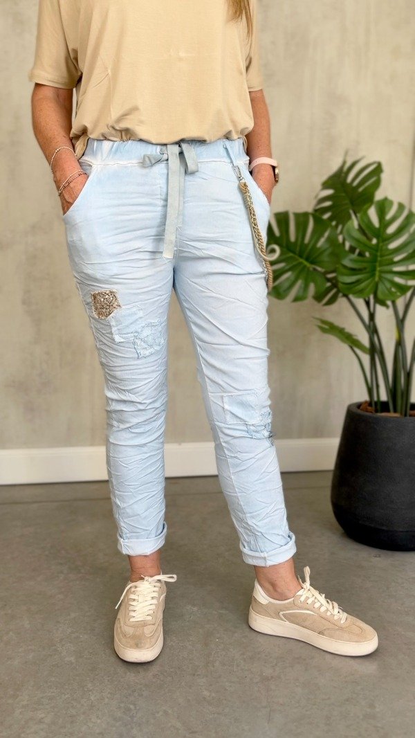 Producto - Babucha italiana con apliques celeste