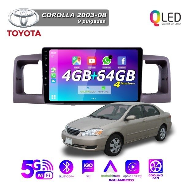 Producto - MULTIMEDIA TOYOTA COROLLA 2003-9- 9 PULGADAS CARPLAY Y ANDROID AUTO