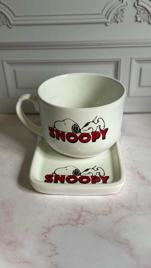 Producto - Set blanco - Snoopy con tazon 600cc