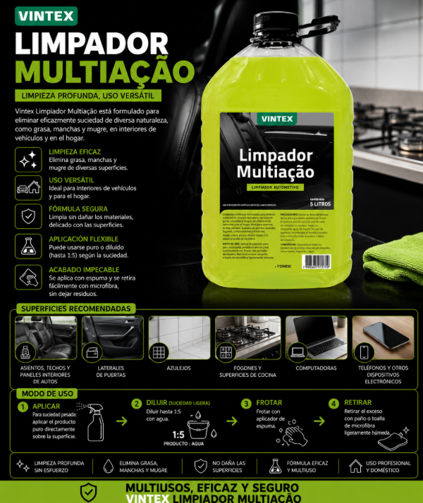 Producto - Vintex Limpiador Multiacao 5L Limpiador Multiuso Profesional