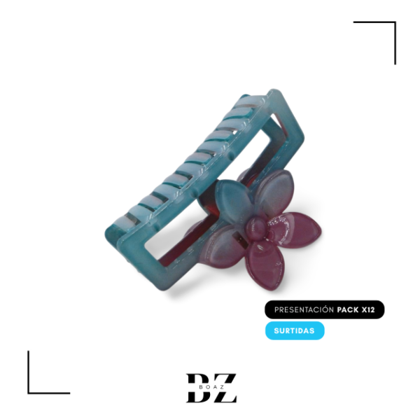 Producto - BROCHE X 12 PCS GR RECTANGULAR C/FLOR 9 CM - 2010-6