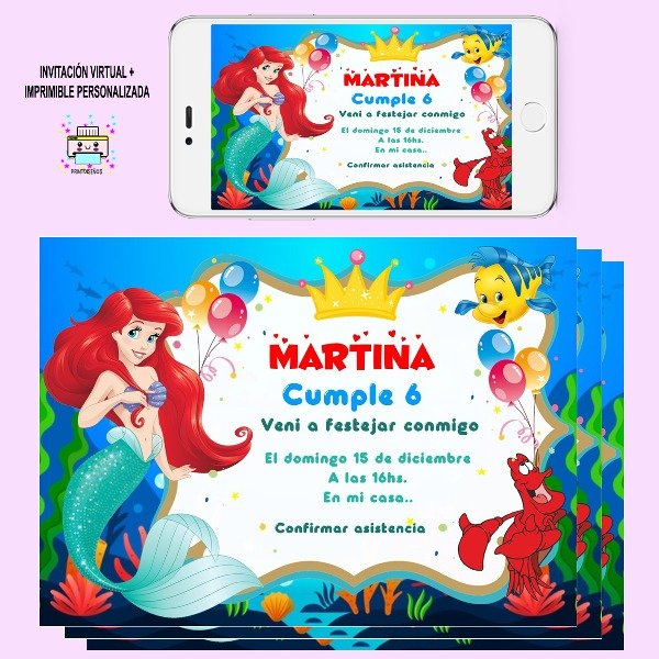 Producto - Tarjeta Invitación digital la sirenita
