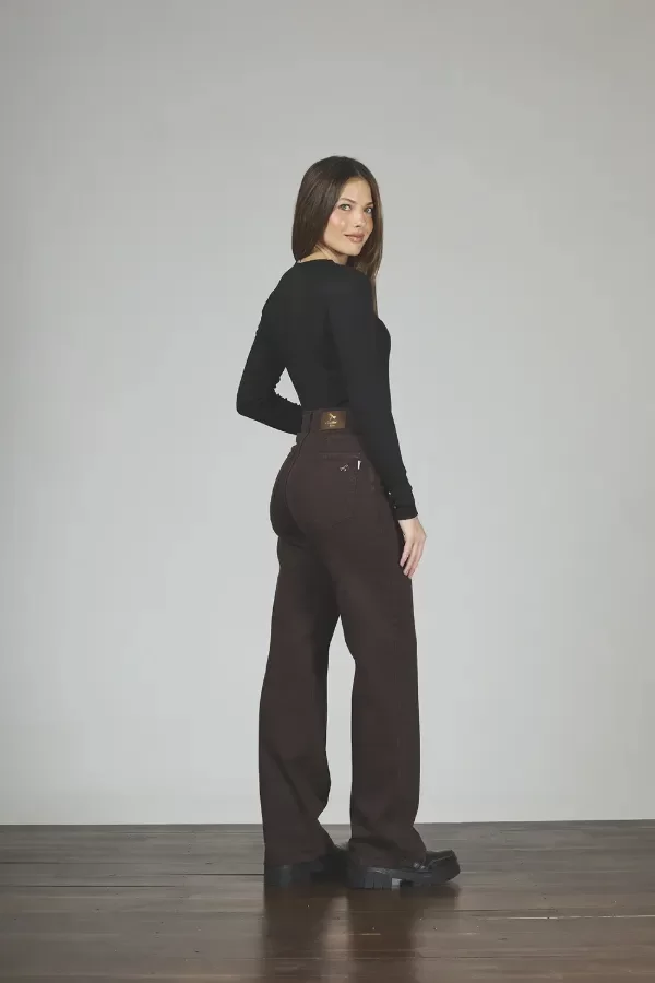 Producto - Jean Wide Leg Cocoa Marrón Tiro Alto - 2