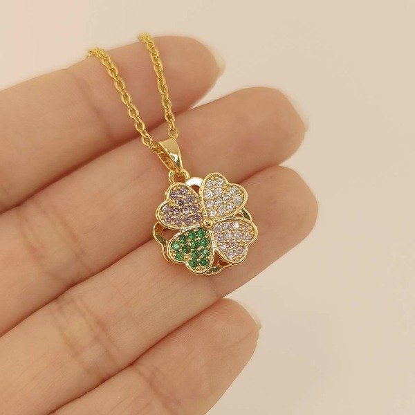 Producto - Collar Gold Trebol Colors Giratorio Anti Estres