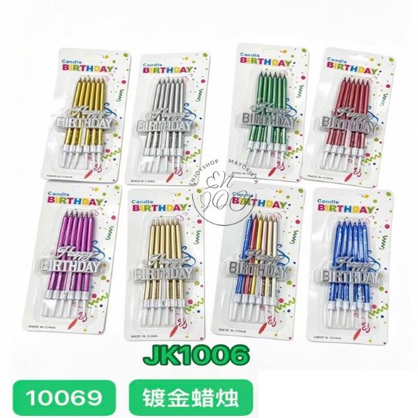 Producto - VELAS X6 LISO COLOR METALIZADO CON TOPPER FELIZ CUMPLE 10069